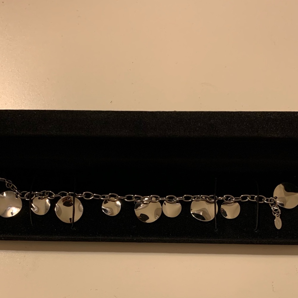 EDFORCE Jewelry Sand Dollar Stainless Silver Charm Bracelet 8" New Without Tags